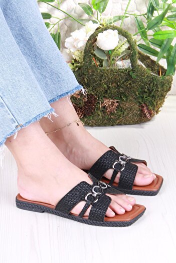 fort 014-23 Fls Buckle Detailed Holiday Slippers Daily Slippers Women's Slippers