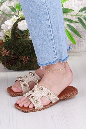 fort 014-25 Fls Buckle Detailed Holiday Slippers Daily Slippers Women's Slippers