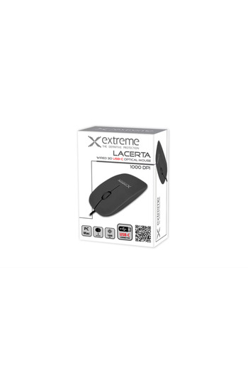 Extreme Wired optical mouse with USB-C connector, 3D 94670, 1000 DPI, 115 x 60 x 25 mm, 120cm cable, black