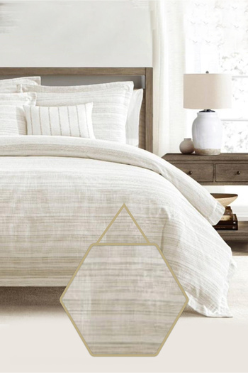 Bee Home Varigated Stripe King Duvet Set, 100% Cotton Comforter, King Bedding & Decorative Soft Pillows