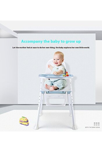 fulina Baby Feeding High Chair,Fold,Removable Tray with 3 Adjustable Positions,4 Height Adjustable,Blue