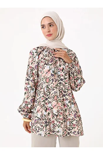 Refka Floral Printed Voile Tunic - Pink -