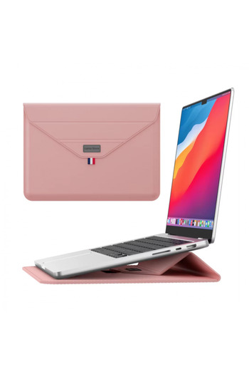 OEM Ultra-Thin Laptop Sleeve 13/14 inches Leather with Stand, Pink