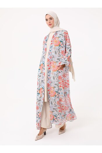 Refka Printed Chiffon Kimono - Multicolor-