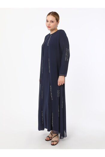 ALİA Plus Size Evening Dress - Navy Blue - Alia Evening Dress