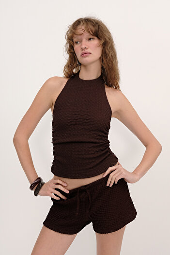 Addax Halter Neck Textured Blouse B0541