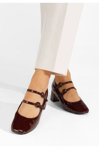 B T Shoes Anitra dark green thick-heeled shoes