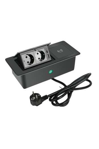 Adsinio Built-in Wireless Socket,Adsinio, 2 Shucho, 1 USB-A, 1 USB-C,Rated Current 16A,Aluminum Alloy, Black