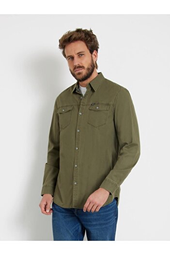 Guess Green Men's Shirt M4Yh09Wgbp0G8F6 Ls Western Shirt Co