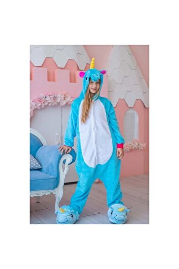 zzz sleep good sleeping !!! Pijama salopeta pentru copii, KIGURUMI, model Unicorn, culoare albastru, Onesie
