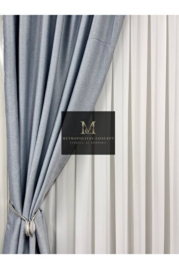Metropolitan Concept Set of 2 blackout curtains in linen texture, worked on 10 cm wide rejansa