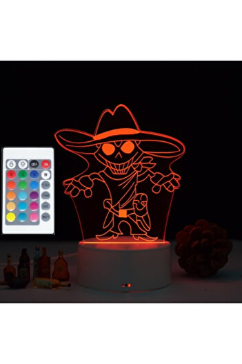 ILUMISHOP 3D LED Night Light, Pirate/Halloween, 16 Colors, with Remote Control, USB Power or 3 AA Batteries