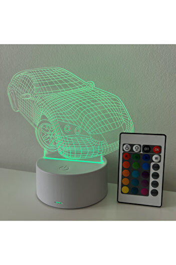 ILUMISHOP 3D LED Night Light, Car, 16 Colors, with Remote Control, USB Power or 3 AA Batteries