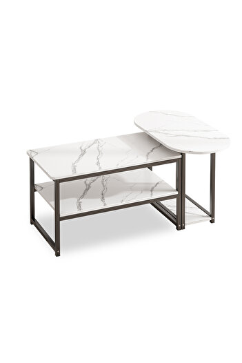 Sheinhome Coffee Table with Open Storage Shelf ,Modern Living Room Center Table for Living Room Reception Room