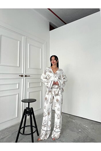 My Blog Beige Marine Patterned Suit - 911057