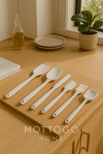 Mottogo Set of 6 Fireproof Non-Stick Kitchen Pastry Silicone Egg Brush Spoon Knife Spatula Set