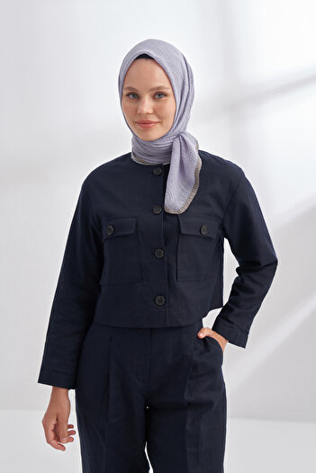 ARMANDA Muslin Tie Scarf - Gray Blue