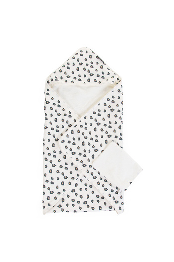 CHILDHOME Hooded towel and bath mitten Jersey/Terry 80x80 cm, Leopard