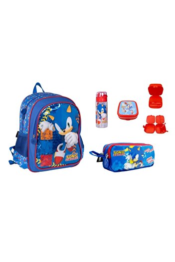 Sonic School Bag 4 Piece School Set (Bag-Lunch Box-Water Bottle and Pen Box)