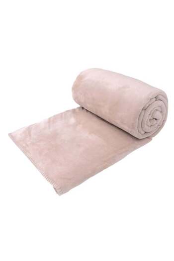 divendi-ro Velvet winter blanket with fur look, 220x200 cm, pink