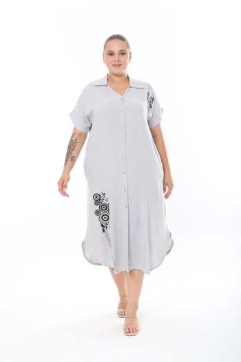 XL Modam Women's Woven Viscos Printed Short Sleeve Plus Size Dress