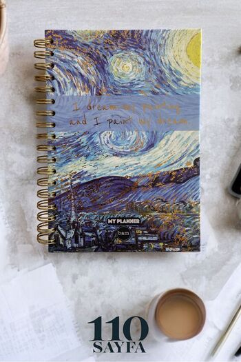 Mielibon Art Themed Weekly Planner |   Van Gogh Patterned Sticker Agenda 17X24 cm