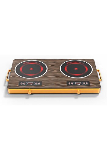 Olympia Portable Dual Induction Cooktop, 2 Burners, 7000W Power, 10 Temp Levels, Safety Lock, Timer, Scratch
