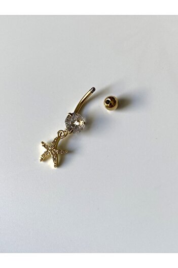 kurukafagift Göbek Çelik Piercing Taşlı Deniz Yıldızı Figürlü