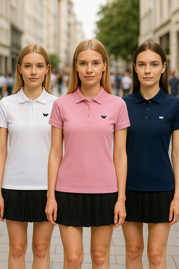 comstar Women's 3 Pack Arma Short Sleeve Tight Polo Neck T-Shirt