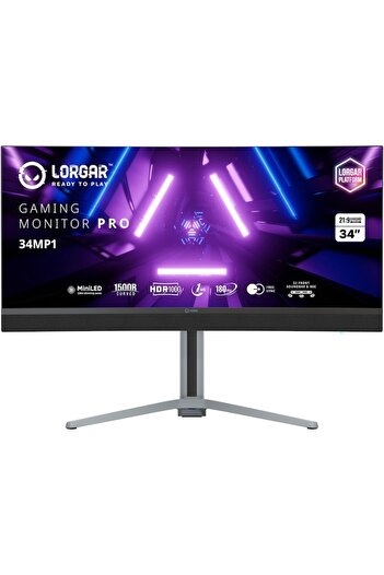 LORGAR Monitor Gaming Curbat MiniLED VA Pro 34MP1 34" UWQHD (3440x1440), 180Hz, 1ms, AMD FreeSync™