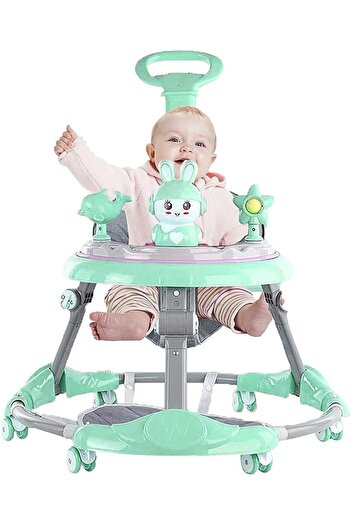 Generic Baby Walkers O Leg Anti Rollover Trolleys, Baby Can Sit On Adjustable Walkers, Green