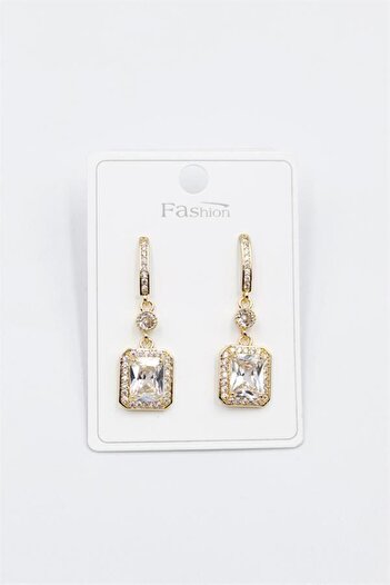 Royaleks Stoned Baguette Earrings - Gold