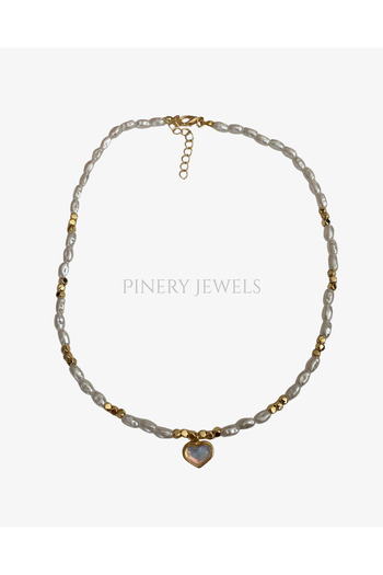 Pinery Jewels Minimal Kalp Sıralı İncili Kadın Kolye
