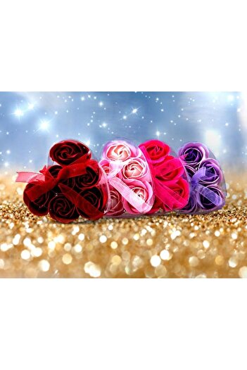 ForWhat Rose Motif Soap with Heart Box for Office Home Office Hygiene