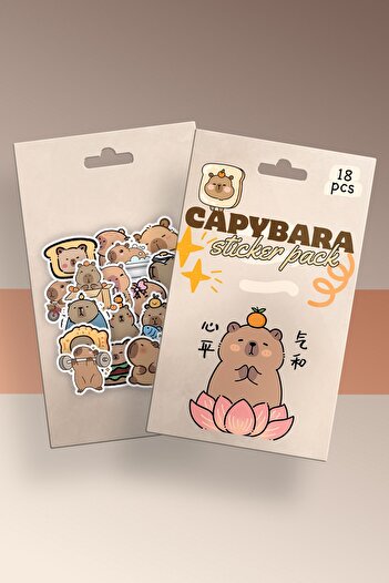 Planet Butik Capybara Boxed Sticker Set 18Pcs
