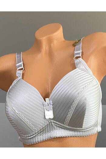Pardon Velvet Stripe Detail Underwire-Free Fixed Strap Bra 807