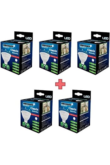 Milanlux Led Bulb 560 Lumen Day-Light White (6500) 7W = 45W, MR16, GU5.3 Base, Pack of 5