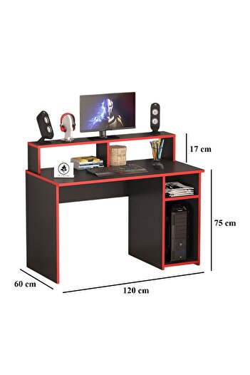 OlcayAksesuar Oyuncu Masası Gamer Model Çalışma Masası Siyah-Kırmızı Model