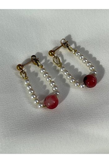 Yubi Agate Natural Stone Glass Pearl String Nails Earrings