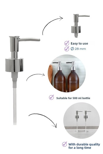 homence Silver 28mm Spare Liquid Soap Pump - Pack of 2 (2 Pcs)