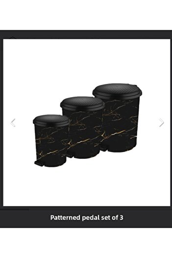 LeesHome 3-Piece Black Marble Look Inner Bucket Pedal Trash Can: 20 Liters 11 Liters 6 Liters