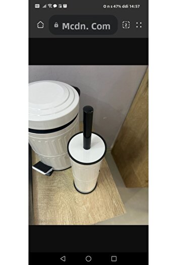 tozlupazar Vintage 2 Liter Dustbin Trash Can Bathroom Set Striped Model White 5 Liter And WC Brush Set