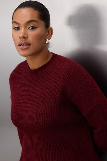 Trendyol Curve Claret Red Crew Neck Ribbed Knitwear and Sweater&Trek Bottom-Top Set