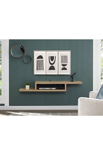 Egecan Mobilya Oak 100 cm Wall Shelf Tv Stand Tv Unit Decorative Wall Shelf Bookcase