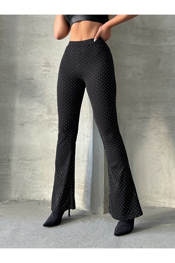 ADA MODA Flared Pants With Rhinestones