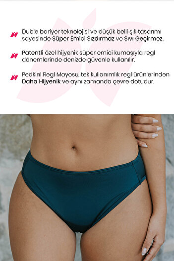 PEDDON Comfortable Padkini under Swimwear Super Absorbent Low Waist Bikini Bottom Green Menstrual Swimsuit Special for Menstrual Period