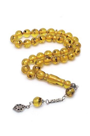 takı tak silver Sphere Cut Powder Amber Men's Prayer Beads