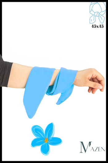 MAZEN Turquoise Solid Color Chiffon Scarf (Turkish Blue-Turquoise) 45X45 Hair, Bag, Wrist, Neck Accessory