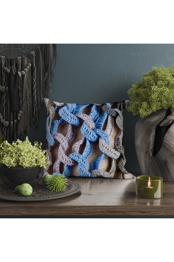 Ahsen Dekoratif Modern Knitting Pattern Assortment Digital Printed Luxury Velvet 4-Piece Throw Pillow Cover Set