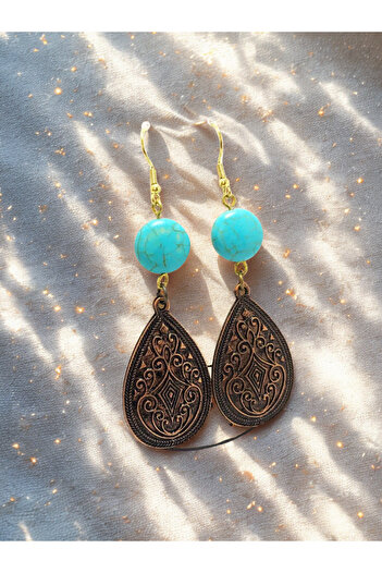 ayrestyle Turquoise Authentic Ottoman Motif Dangle Earrings-turquoise Dangle Earrings-ottoman Theme Earrings
